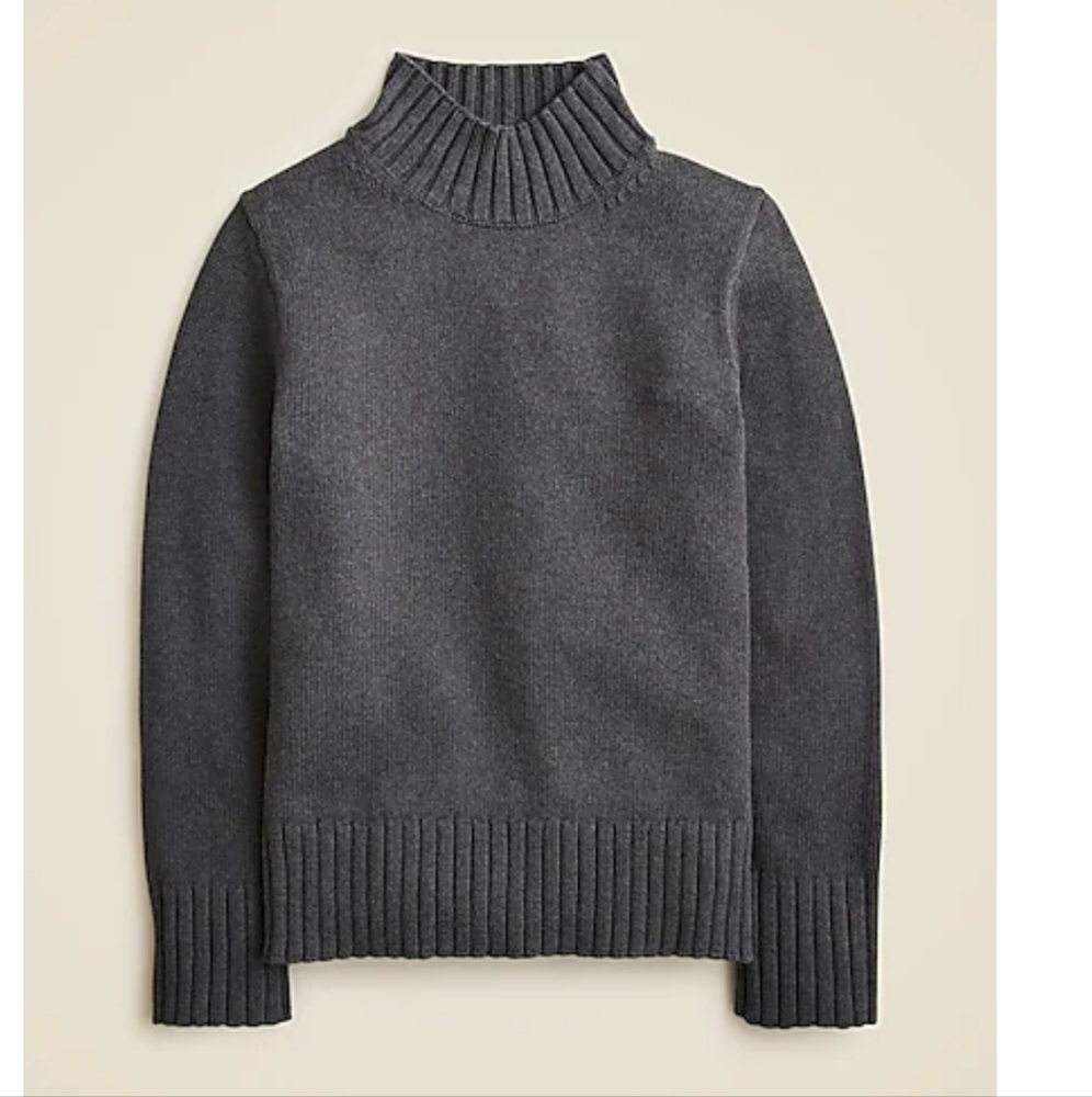 J Crew Charcoal Gray Cotton Turtleneck Sweater